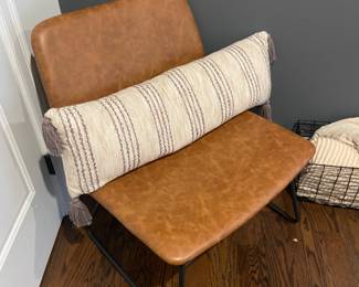 Faux Leather Chair and Lumbar Pilloe