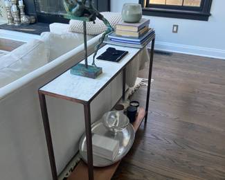 Copper and marble console and accessories