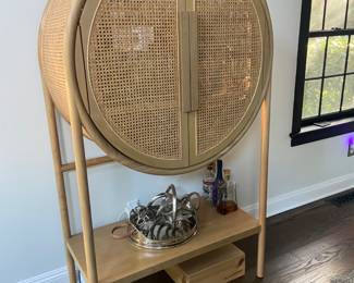 Circular Cane Bar Cabinet