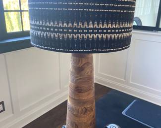 Woven Lamp with wood base
