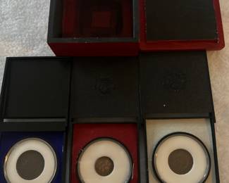 19th Century US Coins: 1947 Braided Hair Cent; 1865 2 Cent; 1867 3 Cent