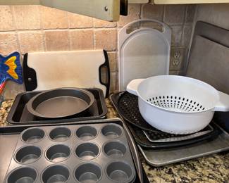 Pots and pans, strainer