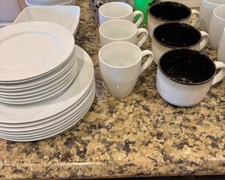 Nice set of white dishes, cups etc
