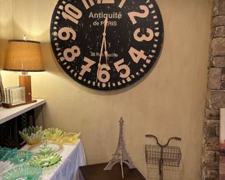 Decorative clock, glassware, lamp