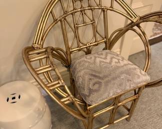 Vintage Butterfly open frame ratan chair in Silver leaf finish