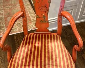Italian Arm Chair Chinoiserie from purchased from the estate of Mrs Moen She was a famous organist and played at The Notre Dame Cathedral in Paris