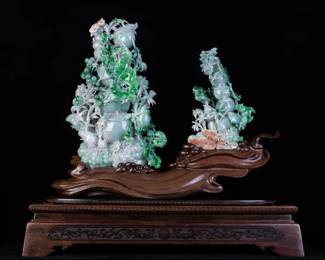 Lot JD817 Jadeite Jade Pair of Carving GIA