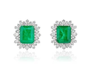 Lot 8240 Emerald Diamond EarringsGIA Certified