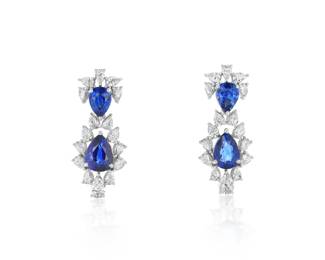 Lot 8245 Blue Sapphire Diamond EarringsGIA Certfied