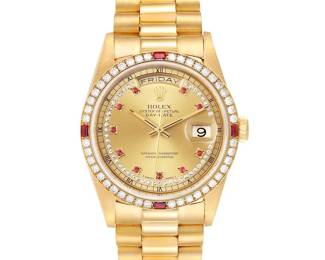 Lot 888 Rolex Presidential Watch with Diamonds Ruby