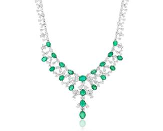 Lot 8246 Emerald Diamond Chandelier NecklaceGIA Certified