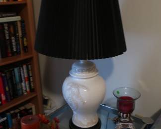 white  lamp  with  black  shade