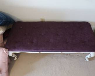 long  bench -  purple  fabric,  pillows
