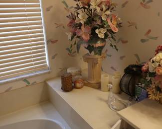 plant  stand  and plant  & candles