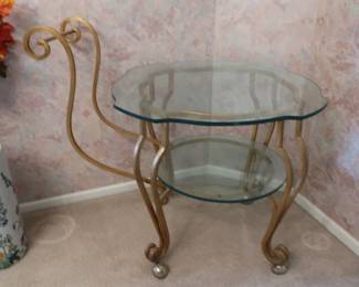 metal  and  glass  tea  cart