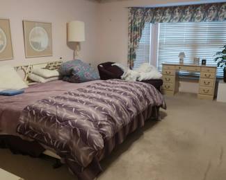 Master bedroom with  king  size  bed  and American  of  Martinsville  white  furniture