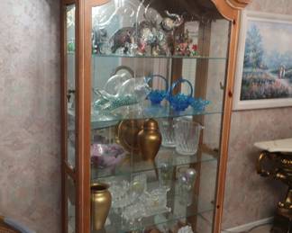 curio  cabinet      40"   w   x  13"   deep x  79 ' tall"  It  opens  at  front  and  sides.