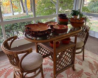 Vintage Bent Rattan oval top breakfast table 