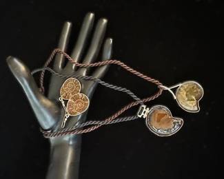 Sterling and Fossil Shell Earrings and 2 Pendants