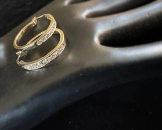 14k Diamond Hoop Earrings