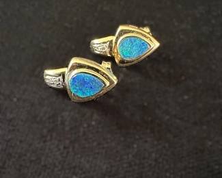 14k Opal and Diamond Earrings