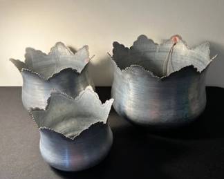 3 Piece Galvonized decorative planters