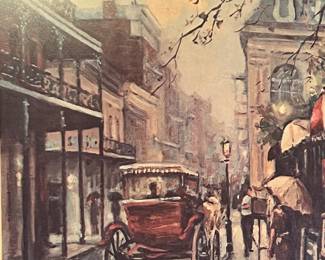 Framed Street Scene New Orleans signed Coleman master of painting lots of street scenes.