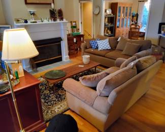 Upholstered Sofa and Loveseat, Vintage 1960's  Coffee Table 