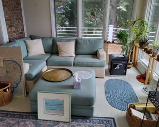 CR LAINE Sectional and Ottoman in Sunbrella Upholstery, Sentry Safe