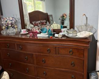 Cherry wood dresser with mirror