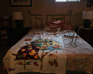 Brass bed, downstairs bedroom. mattress goes with it.