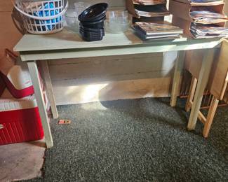 green table. basement