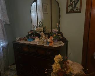 Upstairs bedroom, end of hallway, coordinates with matching twin beds (mattresses convey) dresser in this room matches woodwork pattern and era also