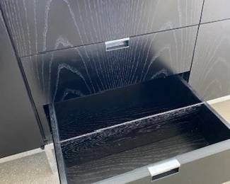 We have 2 of these to sell! "Florence Knoll Credenza" - 4
Position. DWR List Price $15,827.00
Top: Satin Marble - color Carrara. Body: Ebonized Oak
Base: Polished Chrome . Manufactured by Knoll.
Body: Ebonized Oak
Vase: Polished Chrome DWR List Price $15,946.00