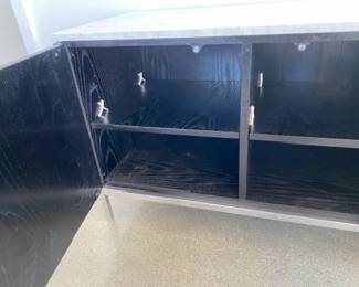 We have 2 of these to sell! "Florence Knoll Credenza" - 4
Position. DWR List Price $15,827.00
Top: Satin Marble - color Carrara. Body: Ebonized Oak
Base: Polished Chrome . Manufactured by Knoll.
Body: Ebonized Oak
Vase: Polished Chrome DWR List Price $15,946.00