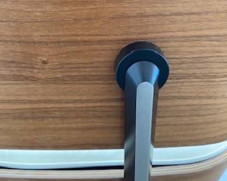 Tags still on! "Eames Leather Lounge Chair and Ottoman" Designers: Charles and Ray Eames. DWR  List Price: $11,710.00. 
Materials: Walnut wood with Ivory leather. 