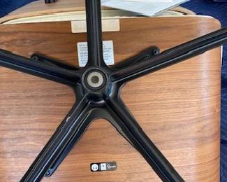 Tags still on! "Eames Leather Lounge Chair and Ottoman" Designers: Charles and Ray Eames. DWR  List Price: $11,710.00. 
Materials: Walnut wood with Ivory leather. 