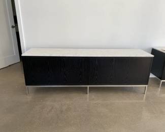 We have 2 of these to sell! "Florence Knoll Credenza" - 4
Position. DWR List Price $15,827.00
Top: Satin Marble - color Carrara. Body: Ebonized Oak
Base: Polished Chrome . Manufactured by Knoll.