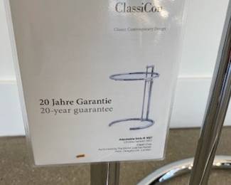 Adjustable Table E1027
Color: Chrome by designed Eileen Gray, still has the tag on it. DWR retail price:  $1,295.00