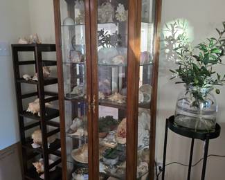 Vintage American Martinsville double-door, lighted display cabinet with glass shelves.  