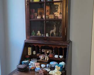 3-drawer chest with drop-front desk with curio