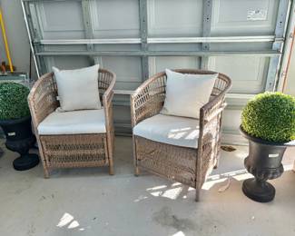 Great condition, patio chairs with cushions plus entrance plants
