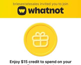 New to Whatnot? Go to https://whatnot.com/invite/briesestatesales and receive $15!
