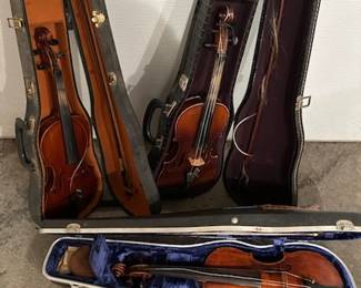 Three Violins and cases (as is)