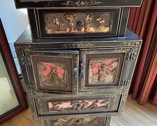 Oriental two door and drawer Cabinet