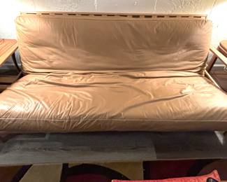 Oak Framed Futon. 33 1/2" D x 82 1/2" W x 30 1/2" H.