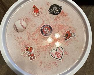 STL Cardinals metal tray table.