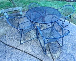 Metal table and chairs.  42" x 29" H.