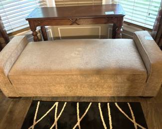 Upholstered bench. 64" W x 25" D x 21" H.