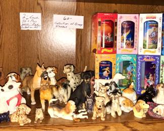Collection of Disney glasses. Animal figurines.